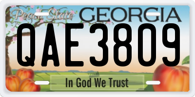 GA license plate QAE3809