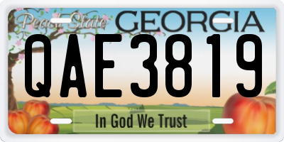 GA license plate QAE3819