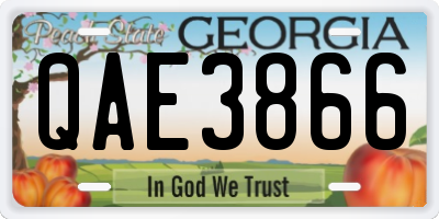 GA license plate QAE3866
