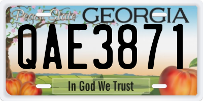 GA license plate QAE3871