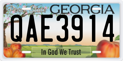 GA license plate QAE3914