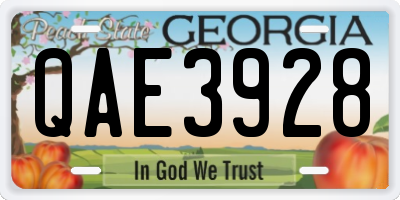 GA license plate QAE3928