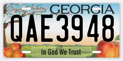 GA license plate QAE3948