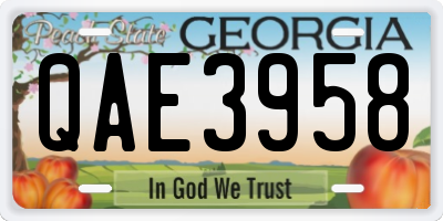 GA license plate QAE3958