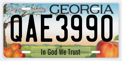 GA license plate QAE3990