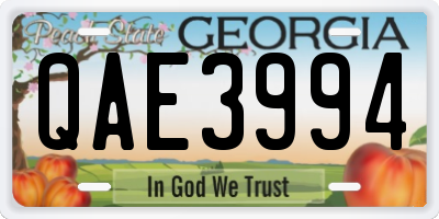 GA license plate QAE3994