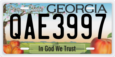 GA license plate QAE3997
