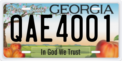 GA license plate QAE4001