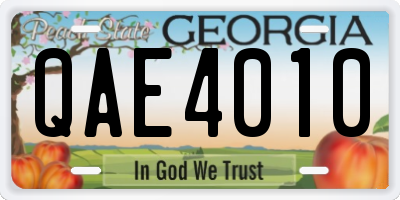 GA license plate QAE4010
