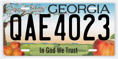 GA license plate QAE4023