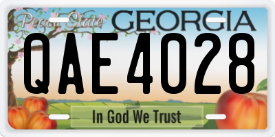 GA license plate QAE4028