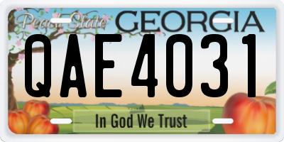 GA license plate QAE4031
