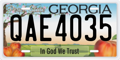 GA license plate QAE4035