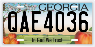 GA license plate QAE4036