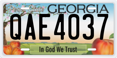 GA license plate QAE4037