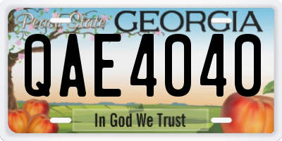 GA license plate QAE4040