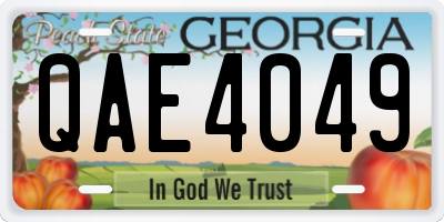 GA license plate QAE4049
