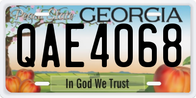 GA license plate QAE4068