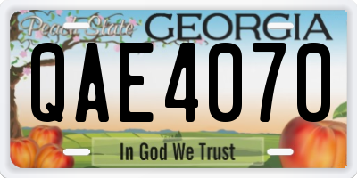 GA license plate QAE4070