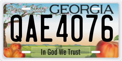 GA license plate QAE4076