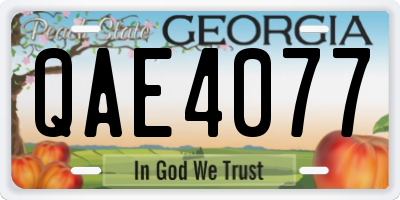 GA license plate QAE4077