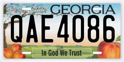 GA license plate QAE4086