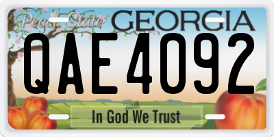 GA license plate QAE4092