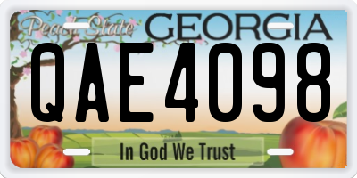 GA license plate QAE4098