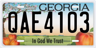 GA license plate QAE4103