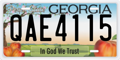 GA license plate QAE4115