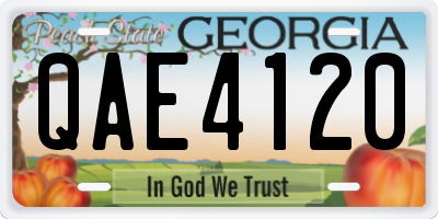 GA license plate QAE4120