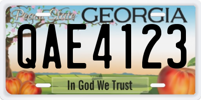 GA license plate QAE4123