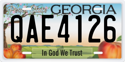 GA license plate QAE4126