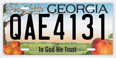 GA license plate QAE4131
