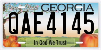 GA license plate QAE4145