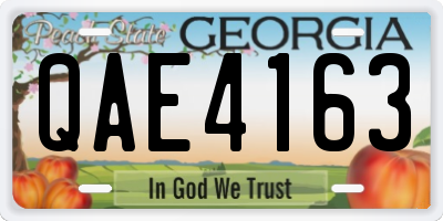 GA license plate QAE4163