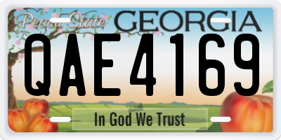 GA license plate QAE4169