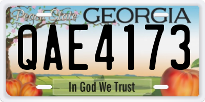 GA license plate QAE4173