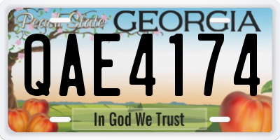 GA license plate QAE4174