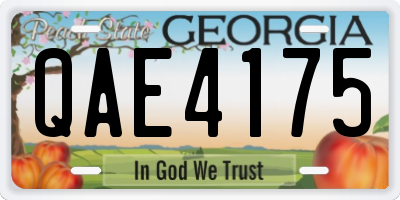 GA license plate QAE4175