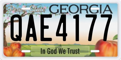 GA license plate QAE4177