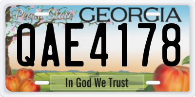 GA license plate QAE4178