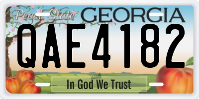 GA license plate QAE4182