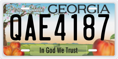 GA license plate QAE4187
