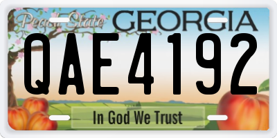 GA license plate QAE4192