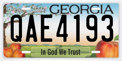 GA license plate QAE4193