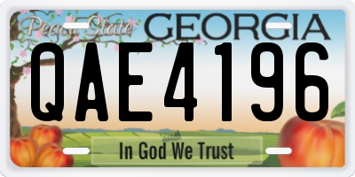 GA license plate QAE4196