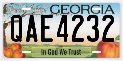 GA license plate QAE4232