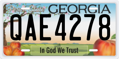 GA license plate QAE4278