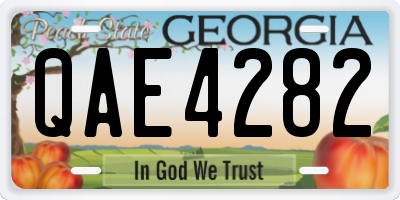 GA license plate QAE4282